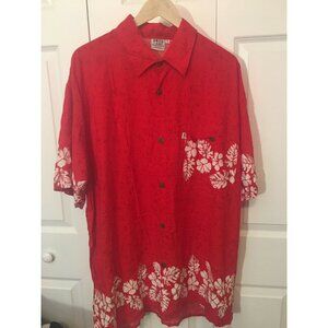T.O. Hawaiian‎ Designs Hawaiian Shirt - Size XL-Red/White
